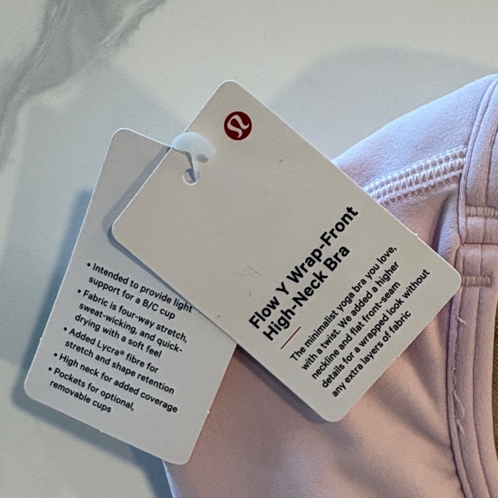 Lululemon Flow Y Wrap Front High Neck Bra ~ 8 ~ Meadow Sweet Pink - Picture 4 of 8
